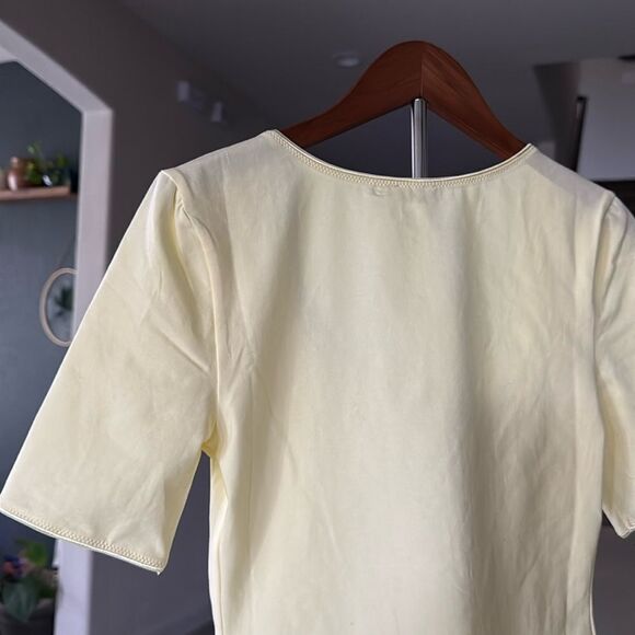 NWOT Free People High Noon Bodysuit Yellow Short Sleeves Scoop Neck S Cotton - Picture 9 of 15